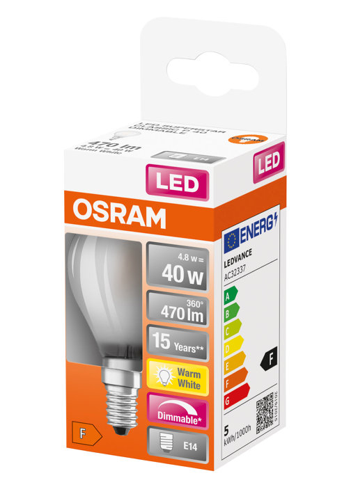 Osram LED Star Classic mat kronepære dæmpbar E14 5 W